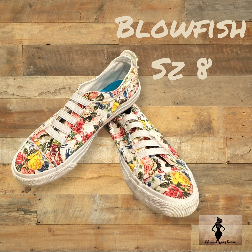Blowfish Sz 8 Floral Canvas Slip On Sneakers